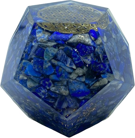 Spiritual Elementz E-Energy Protection Dodecahedron Crystal Orgone Energy Generator Flower of Life Healing Crystal Balancing Chakra (Lapis Lazuli)
