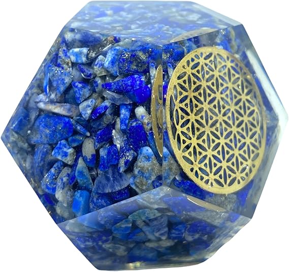 Spiritual Elementz E-Energy Protection Dodecahedron Crystal Orgone Energy Generator Flower of Life Healing Crystal Balancing Chakra (Lapis Lazuli)