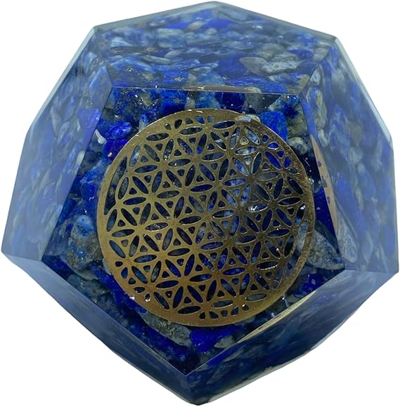 Spiritual Elementz E-Energy Protection Dodecahedron Crystal Orgone Energy Generator Flower of Life Healing Crystal Balancing Chakra (Lapis Lazuli)
