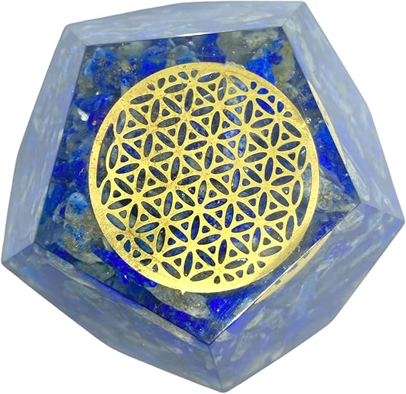 Spiritual Elementz E-Energy Protection Dodecahedron Crystal Orgone Energy Generator Flower of Life Healing Crystal Balancing Chakra (Lapis Lazuli)