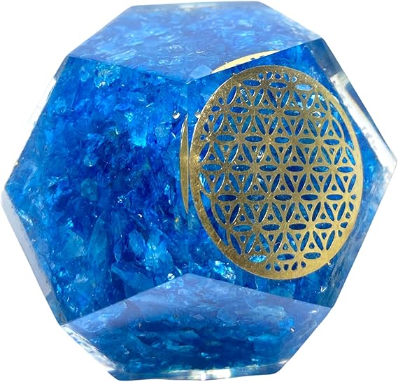 Spiritual Elementz E-Energy Protection Dodecahedron Crystal Orgone Energy Generator Flower of Life Healing Crystal Balancing Chakra (Turquoise)
