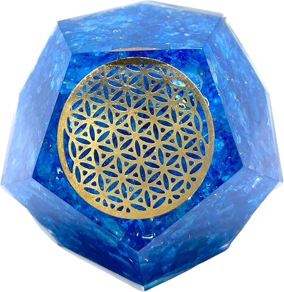 Spiritual Elementz E-Energy Protection Dodecahedron Crystal Orgone Energy Generator Flower of Life Healing Crystal Balancing Chakra (Turquoise)