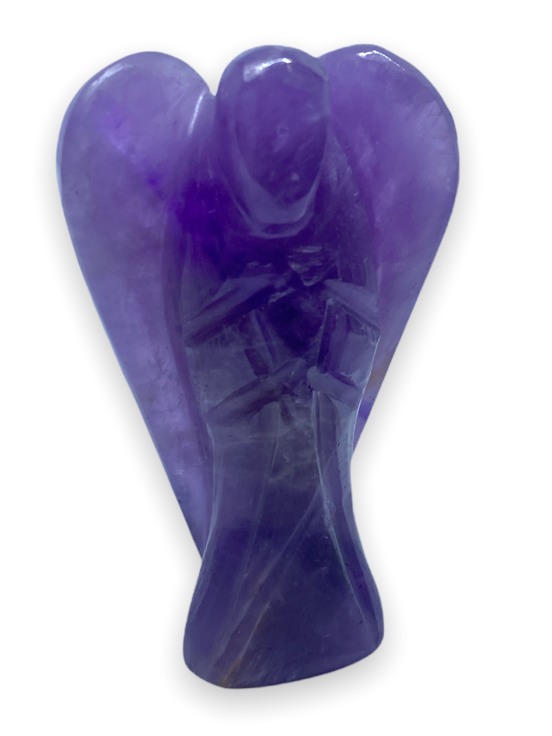 Spiritual Elementz Amethyst Guardian Healing Carved Angel (Height-5.5 cm) Gemstone Stone Figurine Gift.