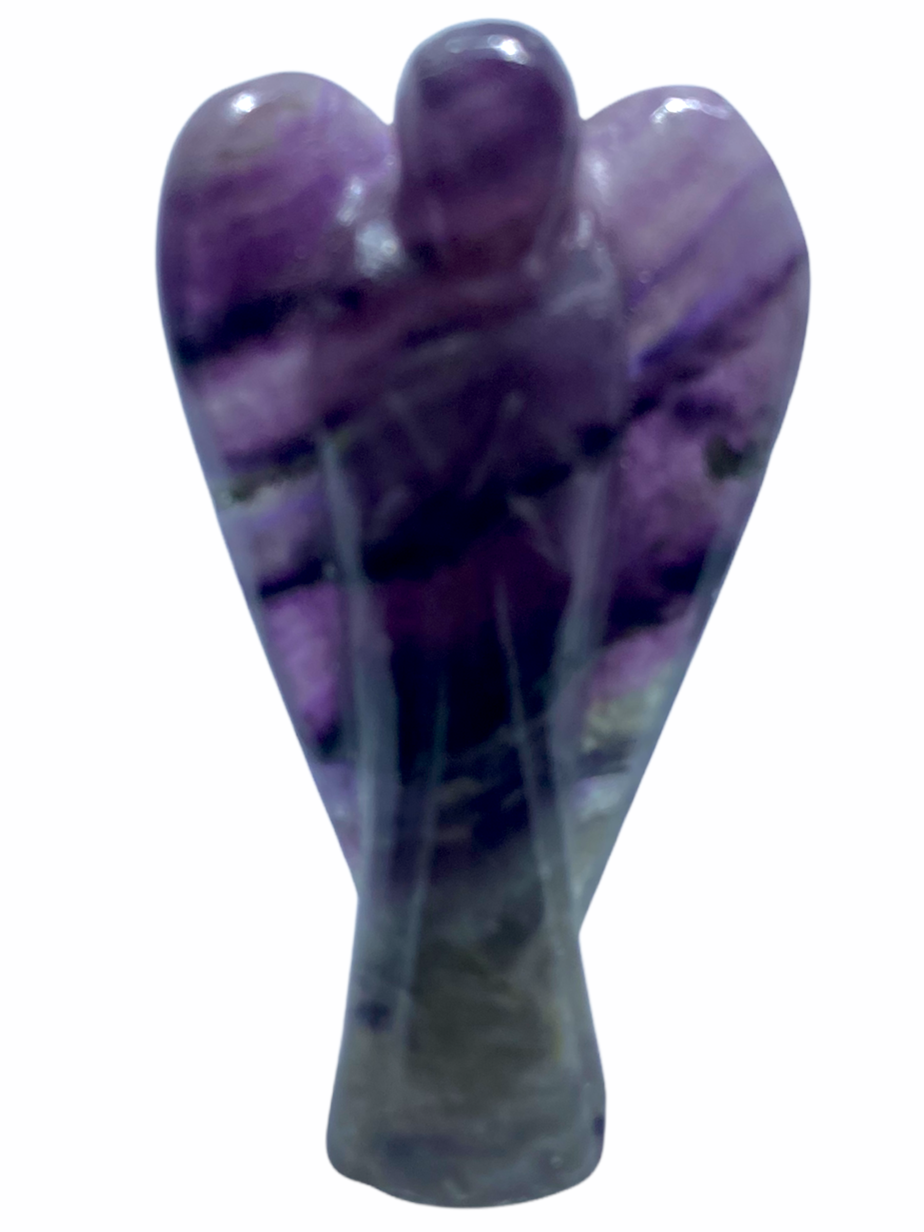 Spiritual Elementz Purple Fluorite Guardian Healing Carved Angel (Height-5.5 cm) Gemstone Stone Figurine Gift.