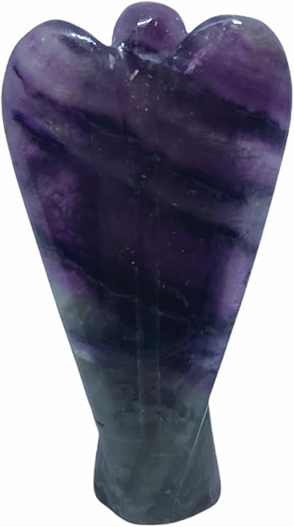Spiritual Elementz Purple Fluorite Guardian Healing Carved Angel (Height-5.5 cm) Gemstone Stone Figurine Gift.
