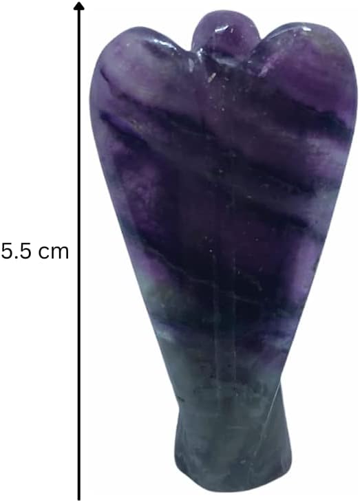 Spiritual Elementz Purple Fluorite Guardian Healing Carved Angel (Height-5.5 cm) Gemstone Stone Figurine Gift.