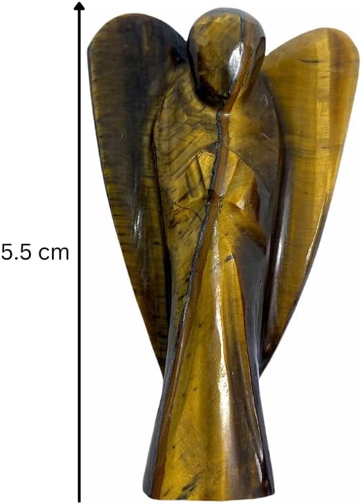 Spiritual Elementz Tiger Eye Guardian Healing Carved Angel (2 Inch) Gemstone Stone Figurine Gift.