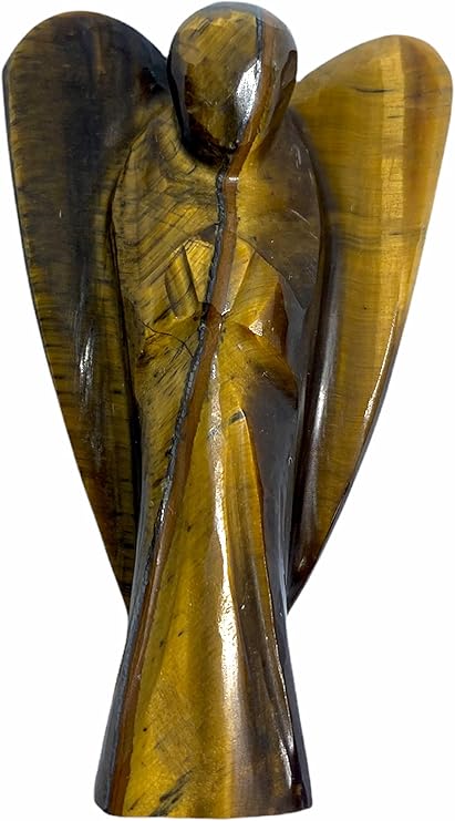 Spiritual Elementz Tiger Eye Guardian Healing Carved Angel (2 Inch) Gemstone Stone Figurine Gift.