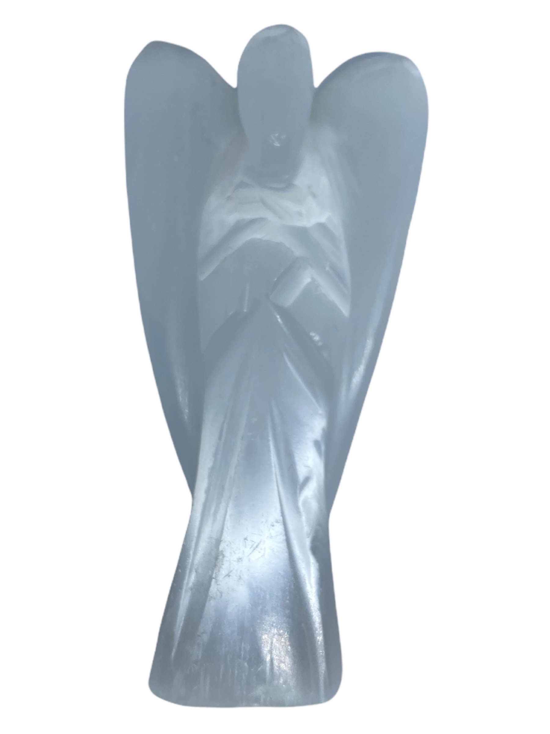 Spiritual Elementz Selenite Guardian Healing Carved Angel (2 Inch) Gemstone Stone Figurine Gift.