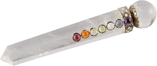 Spiritual Elementz Healing Gemstone Seven Chakra Crystal Wand with Crystal Ball (Height- 10 Centimeter).
