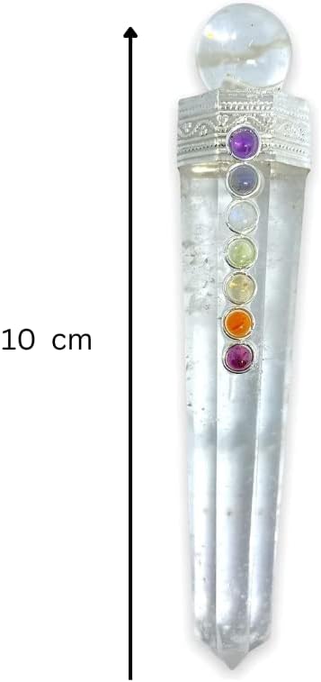 Spiritual Elementz Healing Gemstone Seven Chakra Crystal Wand with Crystal Ball (Height- 10 Centimeter).