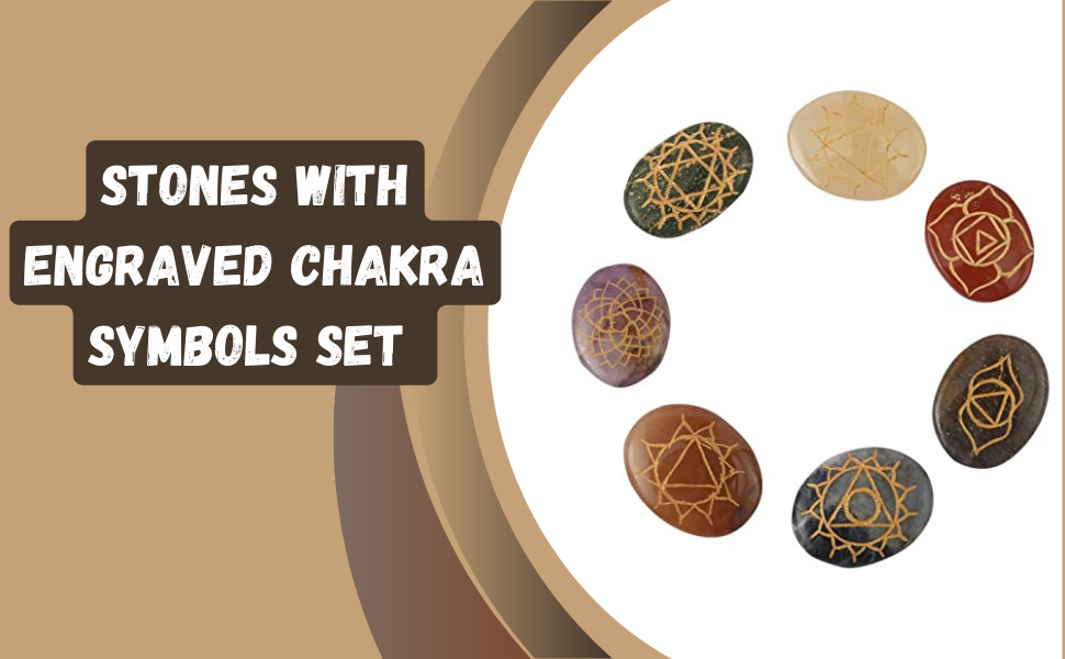 Spiritual Elementz Chakra Reiki Healing Stones with Engraved Chakra Symbols Set of 7 with Pouch.