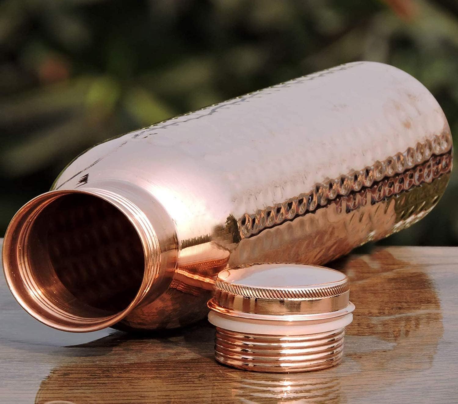 Spiritual Elementz Pure Copper Water Bottle with Hammered Shine Finish Design, Advanced Leak Protection, Durable & Rust Proof Tamba Bottle for Drinking, Perfect Stylish Office Carrying Bottles - 1l