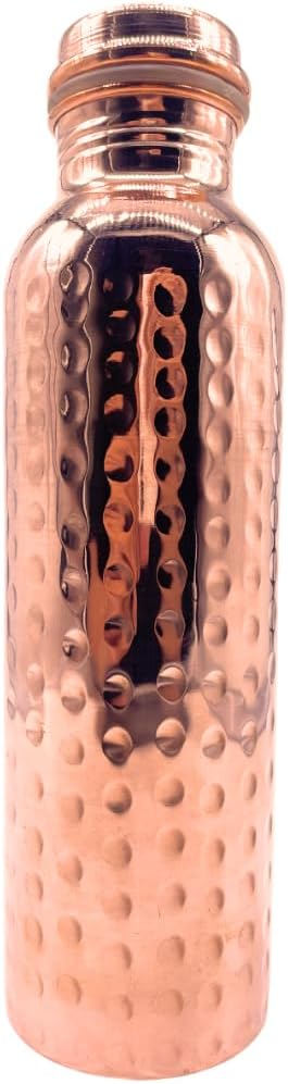 Spiritual Elementz Pure Copper Water Bottle with Hammered Shine Finish Design, Advanced Leak Protection, Durable & Rust Proof Tamba Bottle for Drinking, Perfect Stylish Office Carrying Bottles - 1l