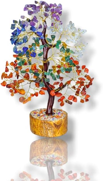 Spiritual Elementz Seven Chakra Tree of Life, Crystal Tree for Positive Energy - Feng Shui Tree, Artificial Tree, Crystal Decoration, Money Tree, Handmade 7 Chakra Tree, Stone Tree,
