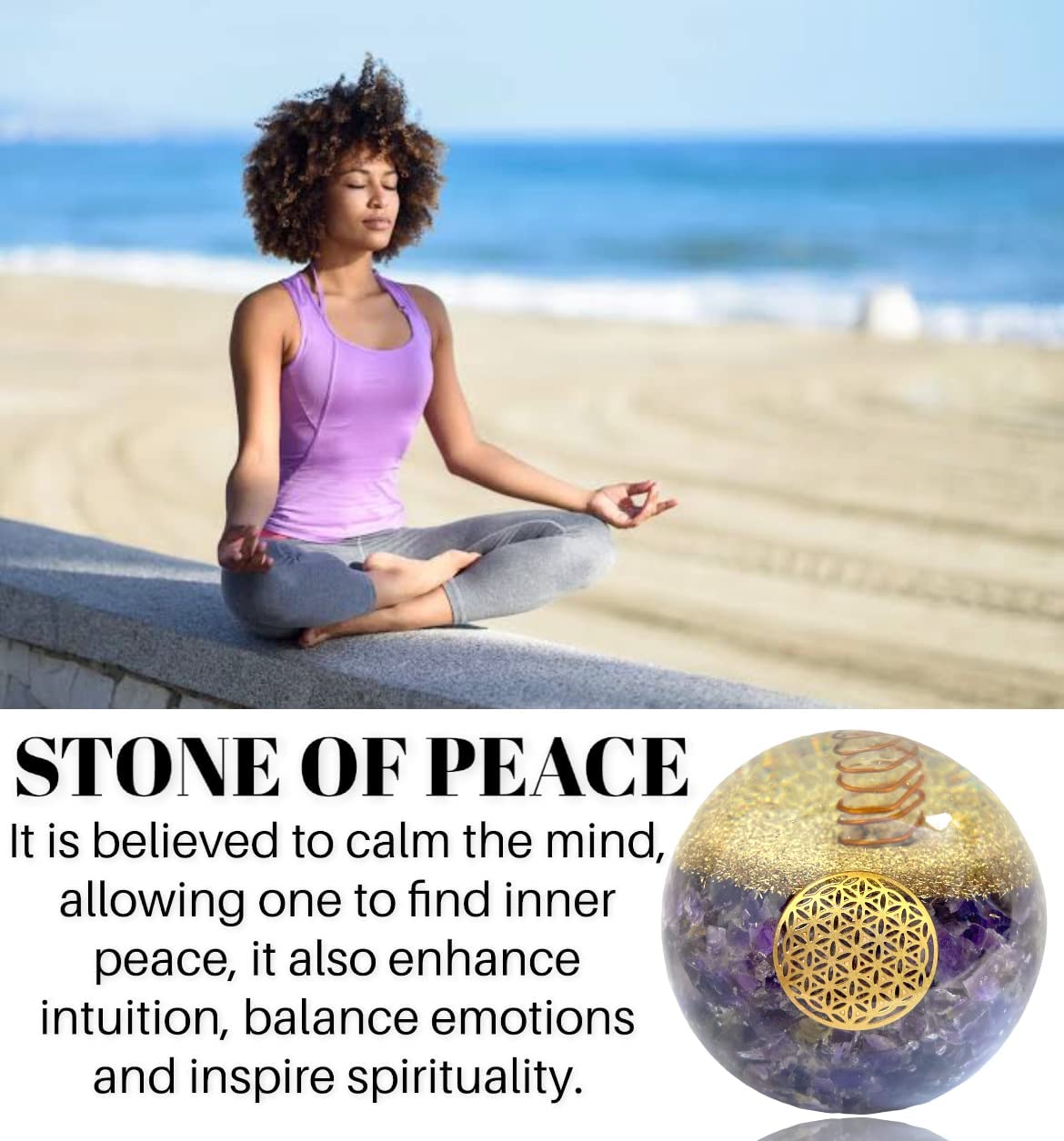 Spiritual Elementz Amethyst Orgonite Crystal Ball Orgone Sphere Energy Generator Flower of Life Healing Crystal Balancing Chakra