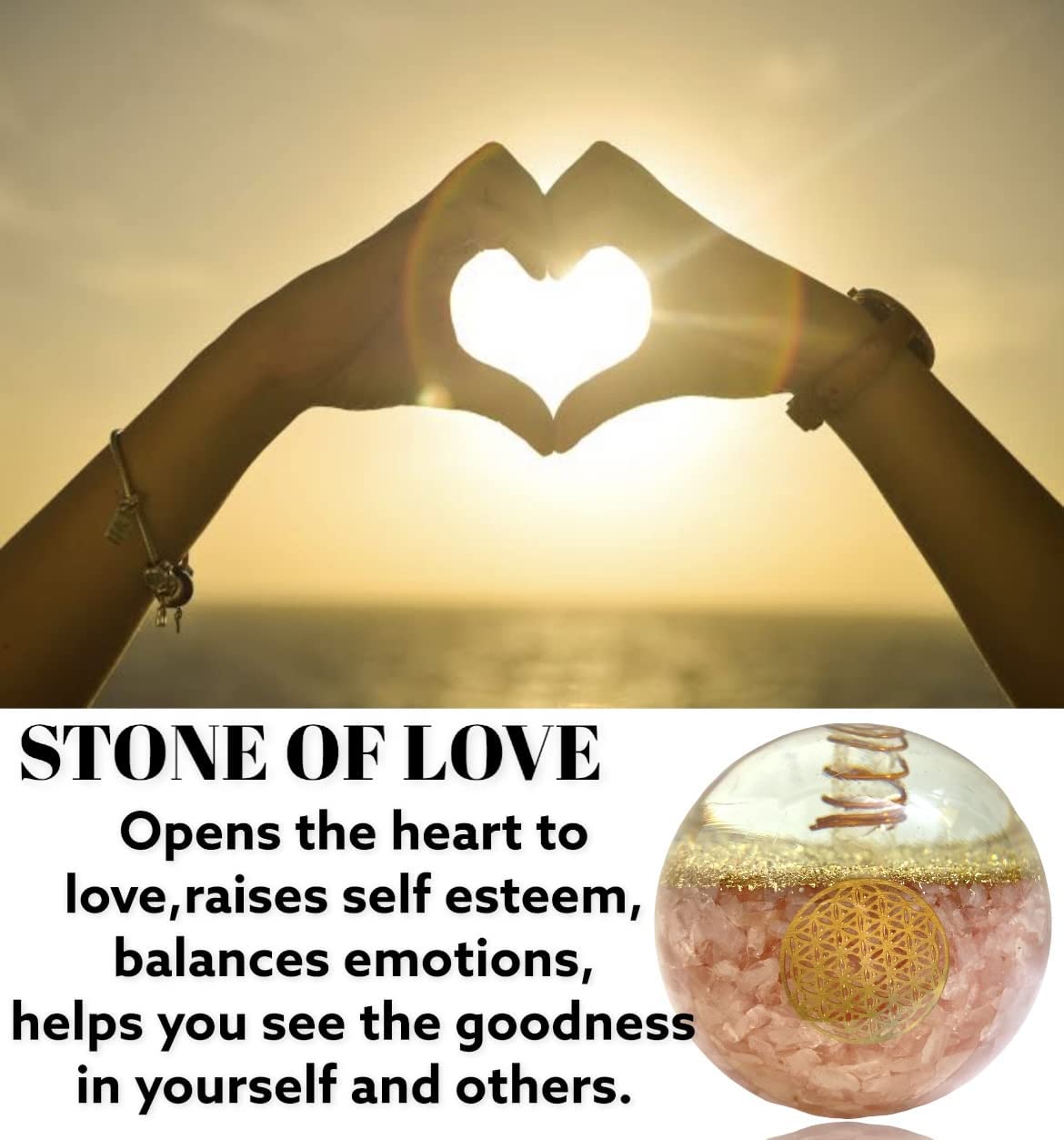 Spiritual Elementz Rose Quartz Orgonite Crystal Ball Orgone Sphere Energy Generator Flower of Life Healing Crystal Balancing Chakra