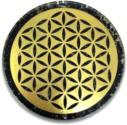 Spritual Elementz Charged Reiki Healing Crystal Orgone Coaster with Flower of Life Natural Stone Unique Home Decor Tea-Coffee Crystal Cup Mat Coaster (Black Tourmaline)