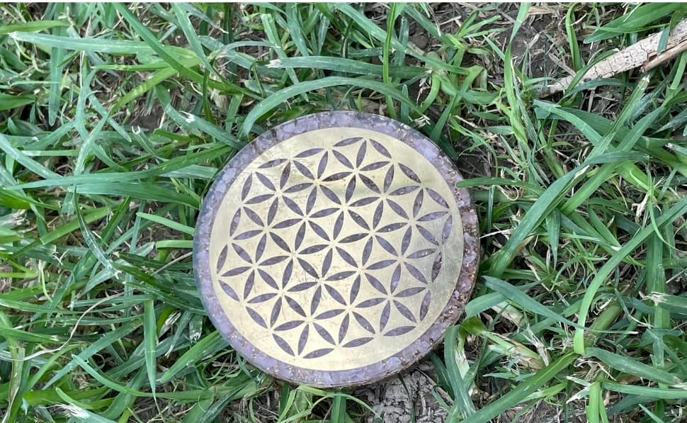 Spritual Elementz Charged Reiki Healing Crystal Orgone Coaster with Flower of Life Natural Stone Unique Home Decor Tea-Coffee Crystal Cup Mat Coaster (Rose Quartz)