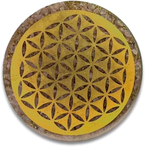 Spritual Elementz Charged Reiki Healing Crystal Orgone Coaster with Flower of Life Natural Stone Unique Home Decor Tea-Coffee Crystal Cup Mat Coaster (Rose Quartz)