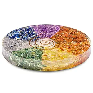 Spritual Elementz Charged Reiki Healing Crystal Orgone Coaster with Flower of Life Natural Stone Unique Home Decor Tea-Coffee Crystal Cup Mat Coaster (7 Chakra)