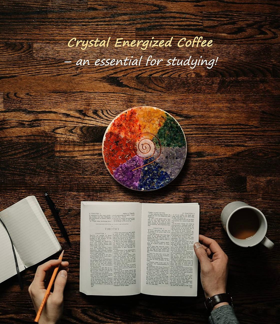Spritual Elementz Charged Reiki Healing Crystal Orgone Coaster with Flower of Life Natural Stone Unique Home Decor Tea-Coffee Crystal Cup Mat Coaster (7 Chakra)