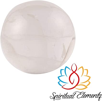 Spiritual Elementz White Crystal Sphere Gemstone Ball for Reiki and Home Decor, Crystals and Healing Stones,(40-50mm) Stone of Master Healer