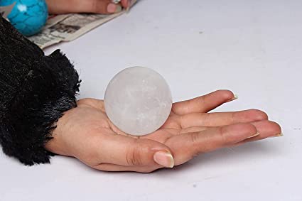 Spiritual Elementz White Crystal Sphere Gemstone Ball for Reiki and Home Decor, Crystals and Healing Stones,(40-50mm) Stone of Master Healer
