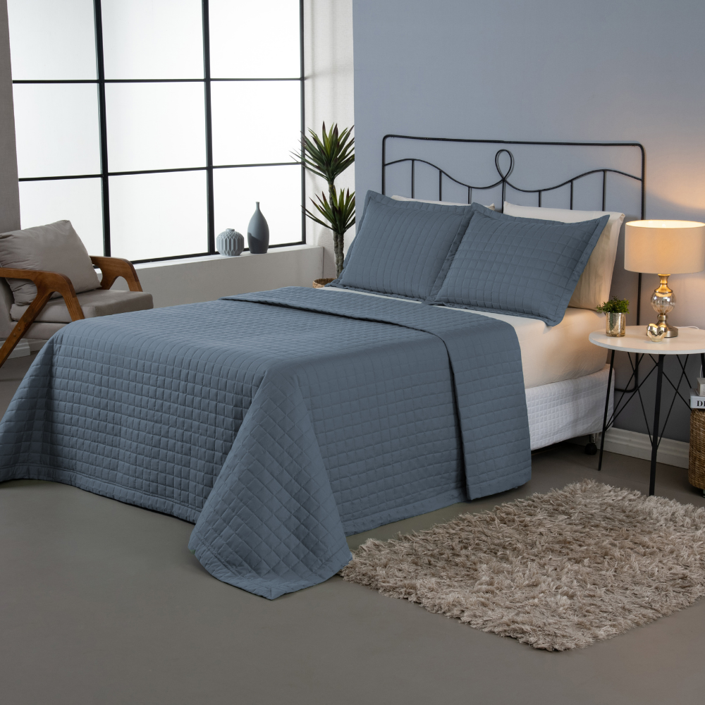 Kit 3 Peças Cobre Leito Casal Queen Copacabana Matelado Percal 300 Fios