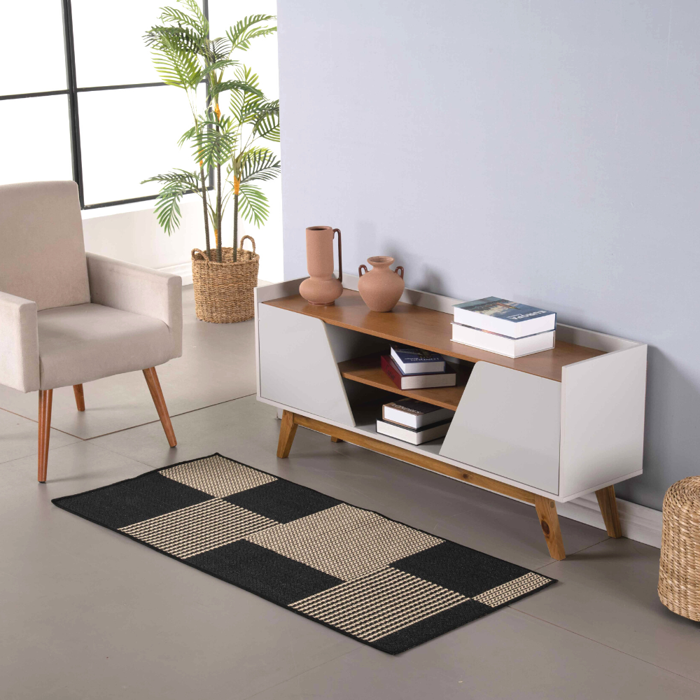 Tapete Passadeira Sisal Lancer Preto