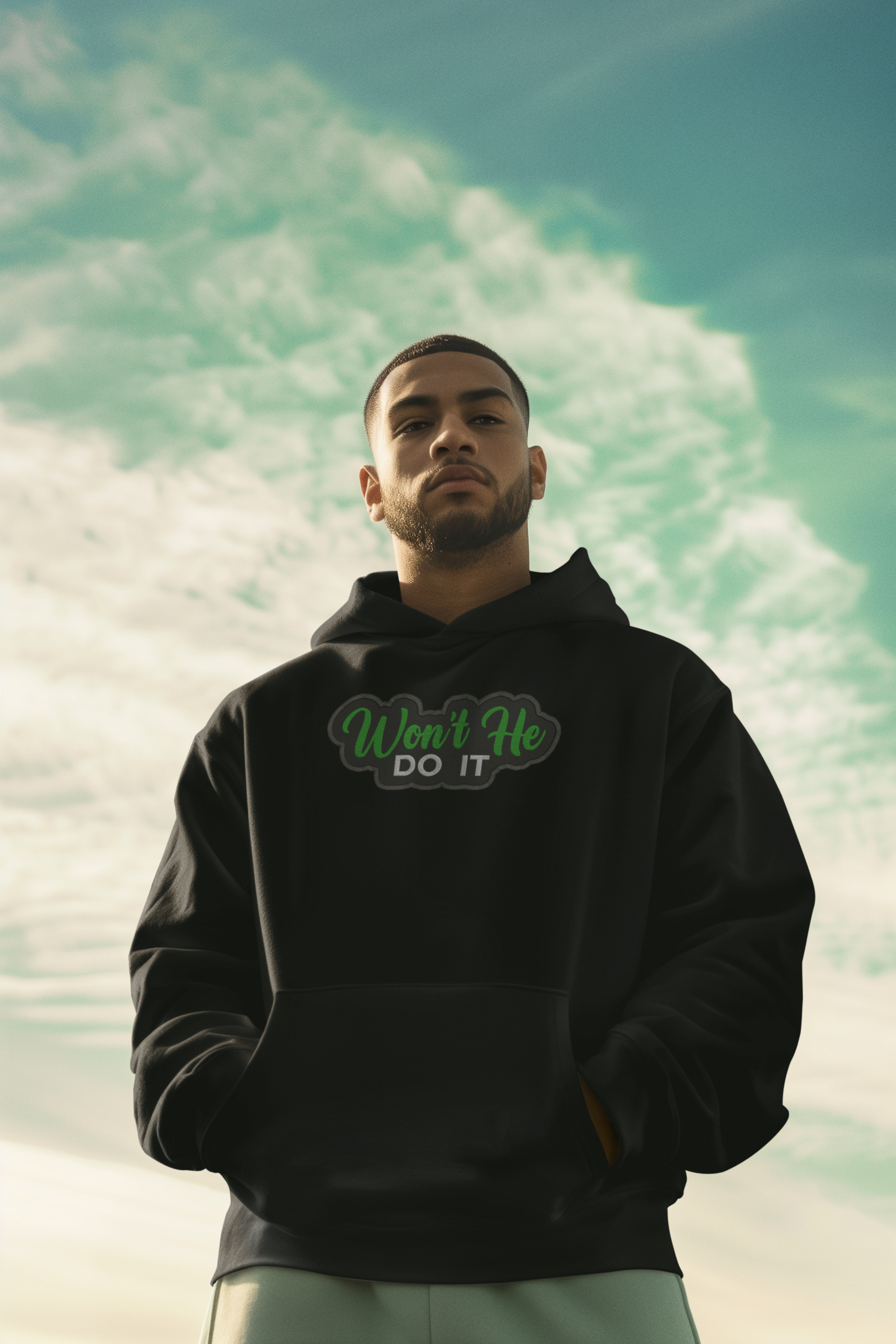 Wont He Do It! Embroidered Hoodie