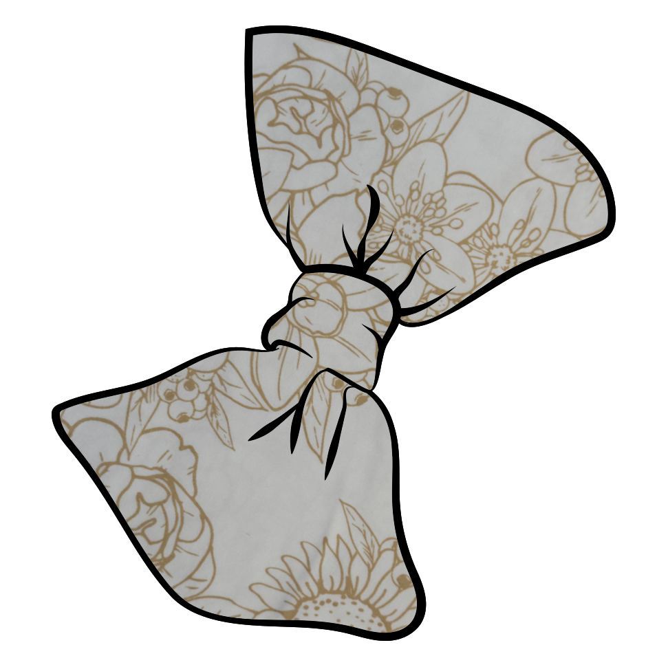 White Tan Floral Mila Bow