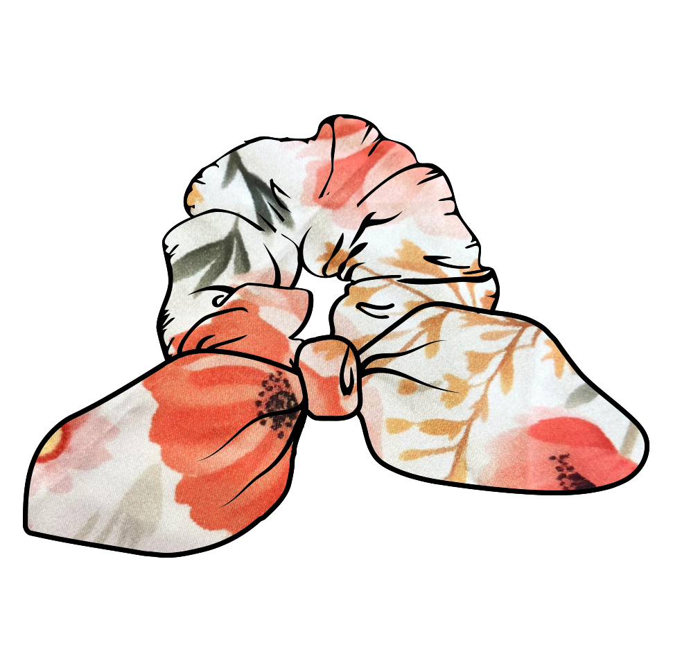 White Orange Margie Scrunchie