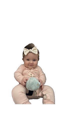White Tan Floral Mila Bow