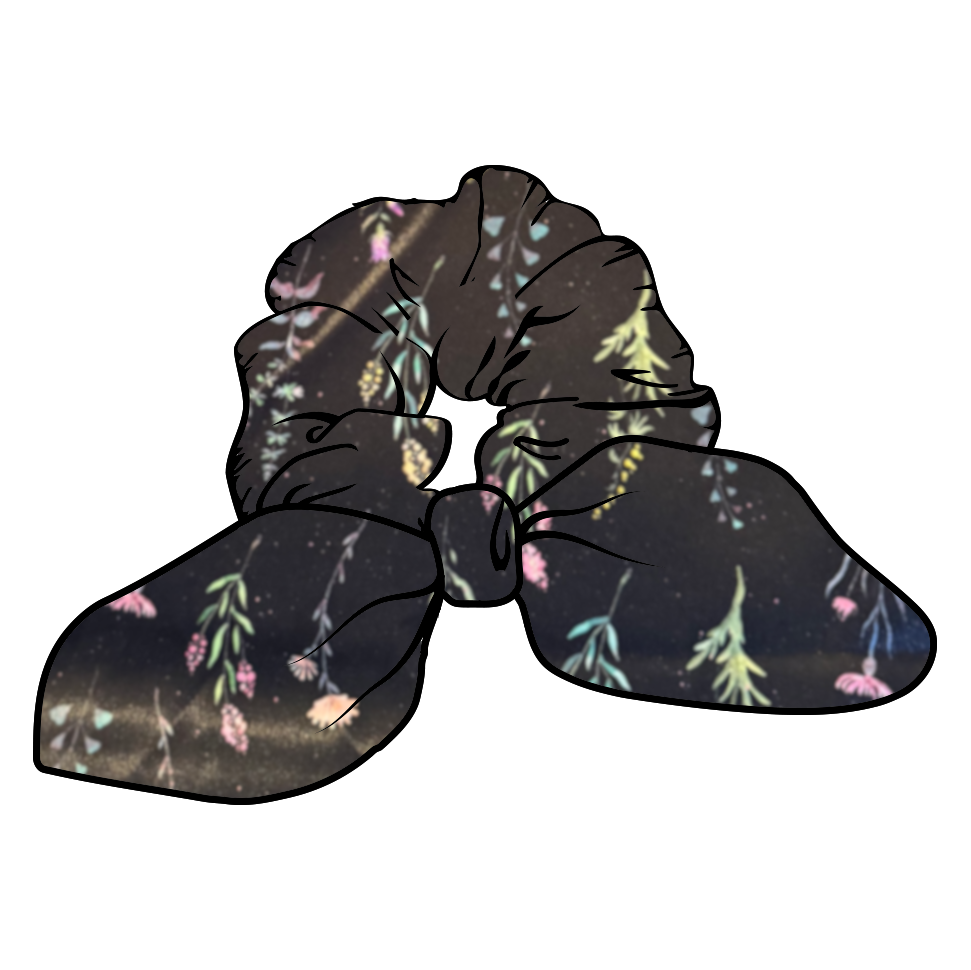Black Floral Margie Scrunchie
