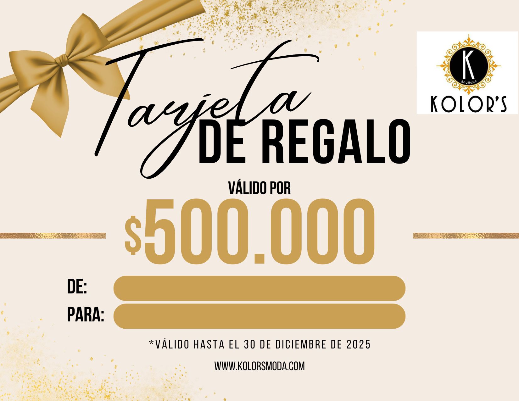 Tarjeta de regalo Kolor's