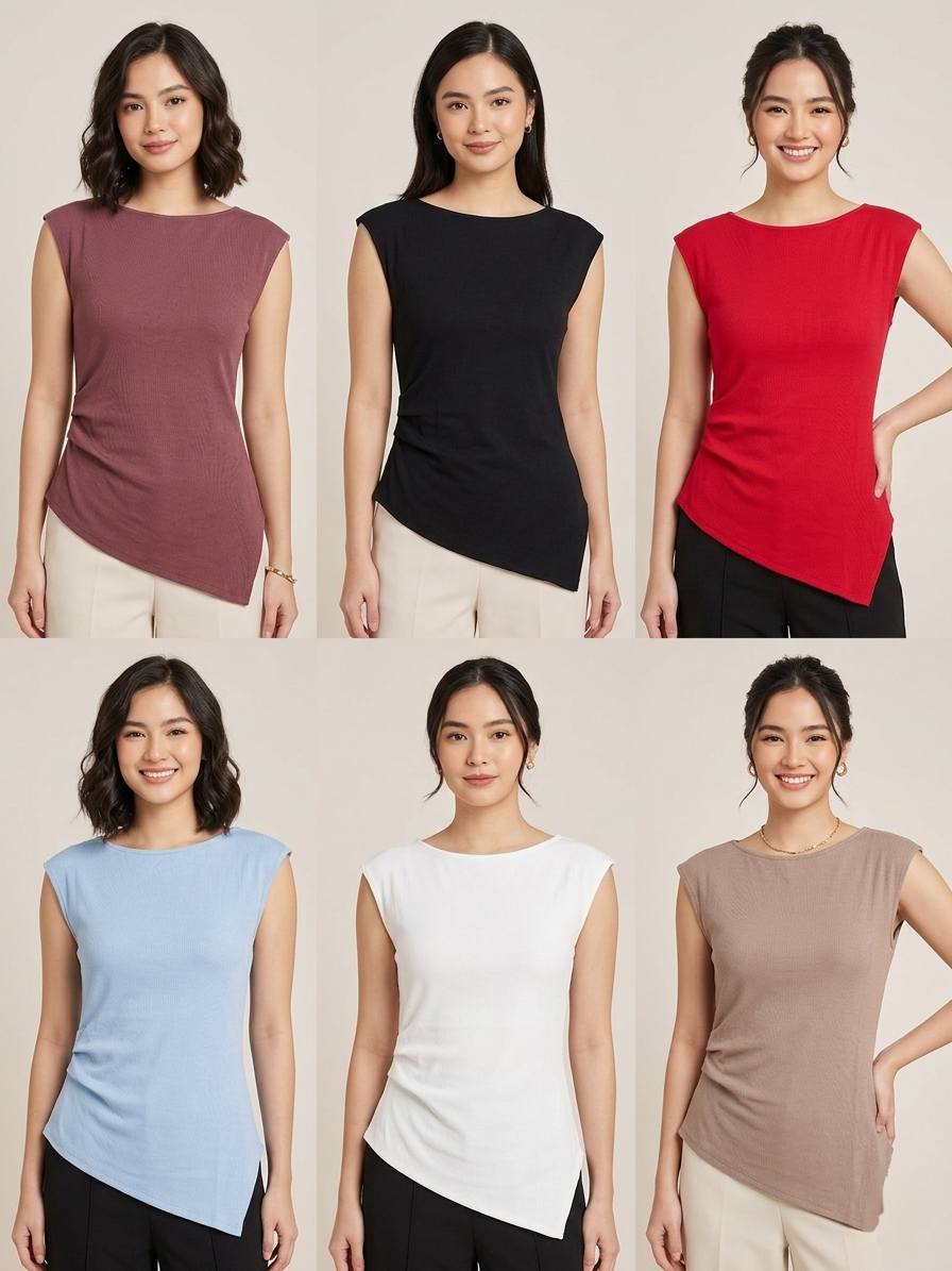 Blusa de tejido fresca asimétrica