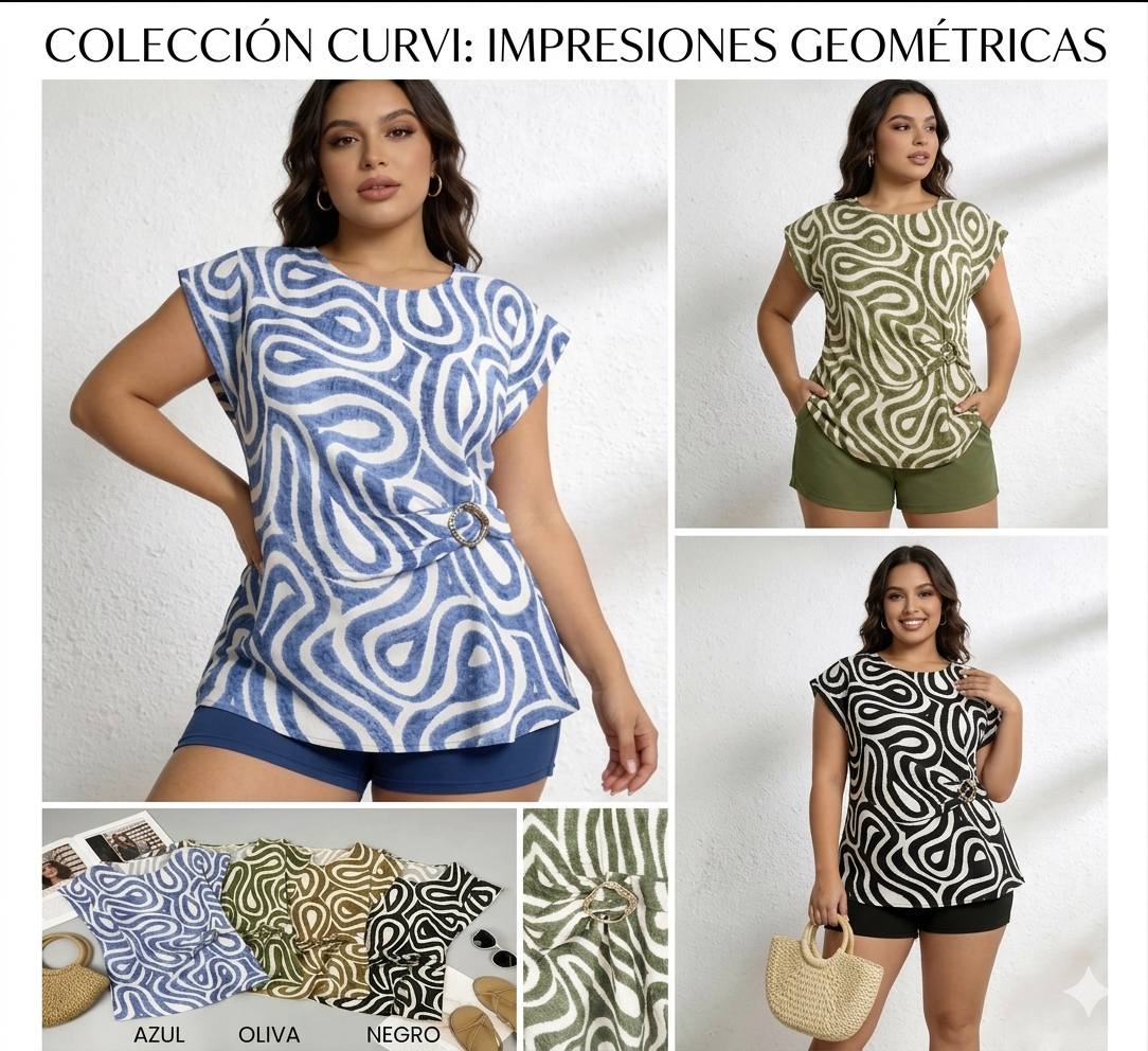 Blusa Curvi Impresiones Geométricas