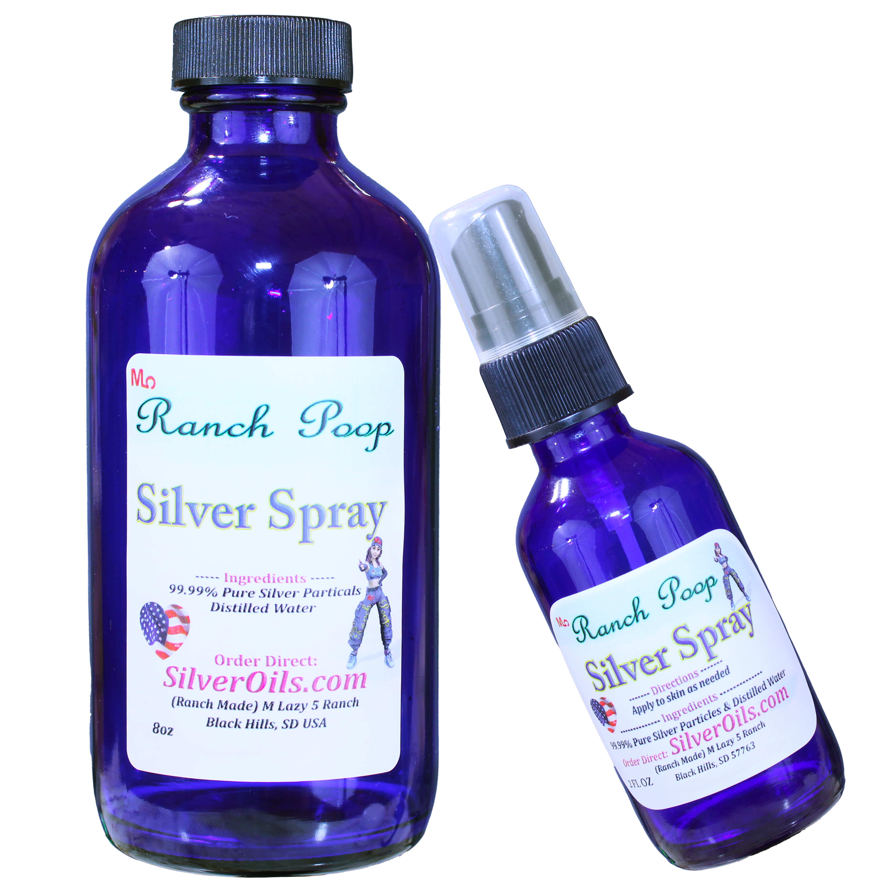 Ranch Poop Silver Particles Spray – 2 oz Bottle & 8 oz Refill