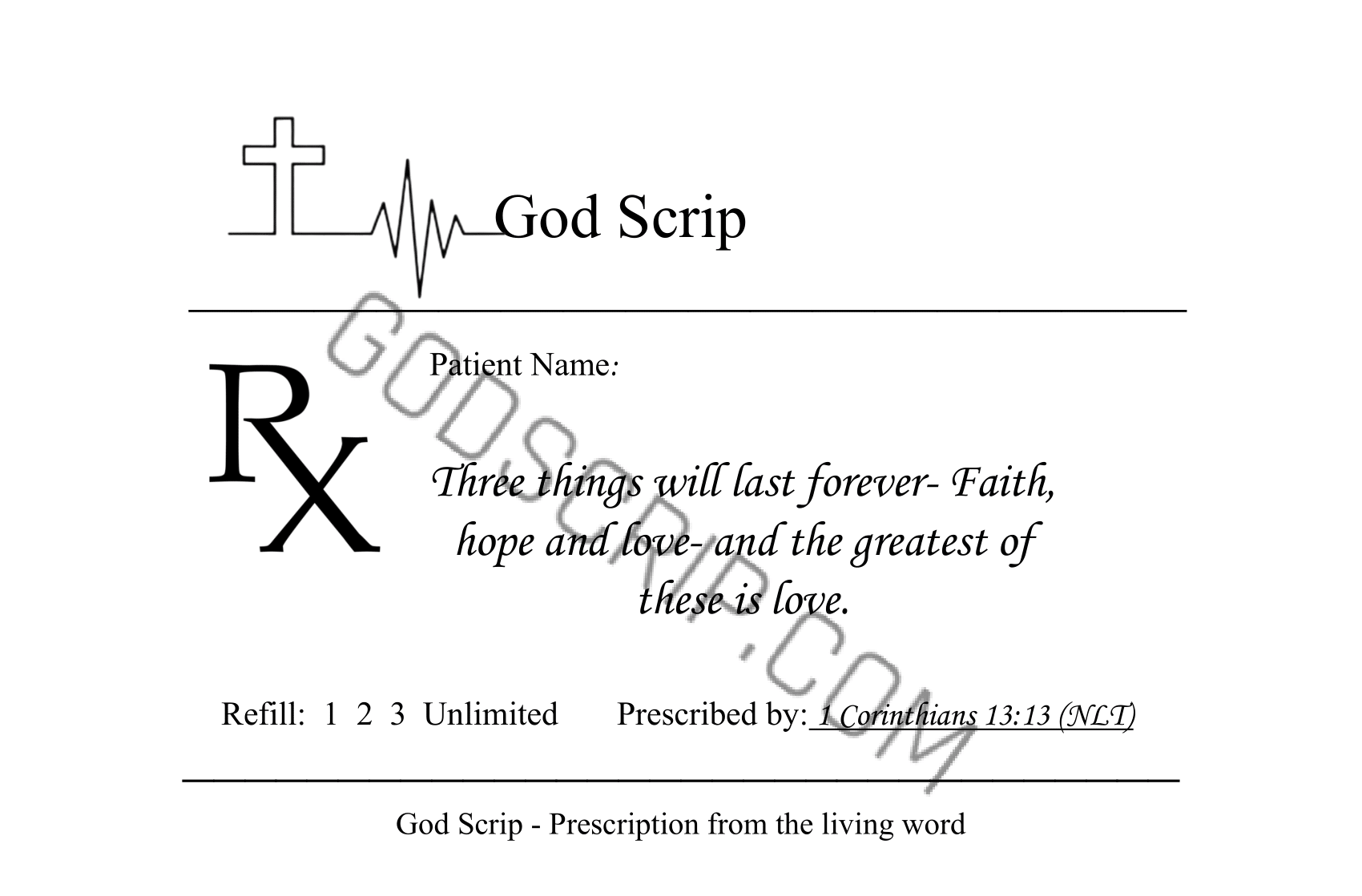 1 CORINTHIANS 13:13 (NLT)