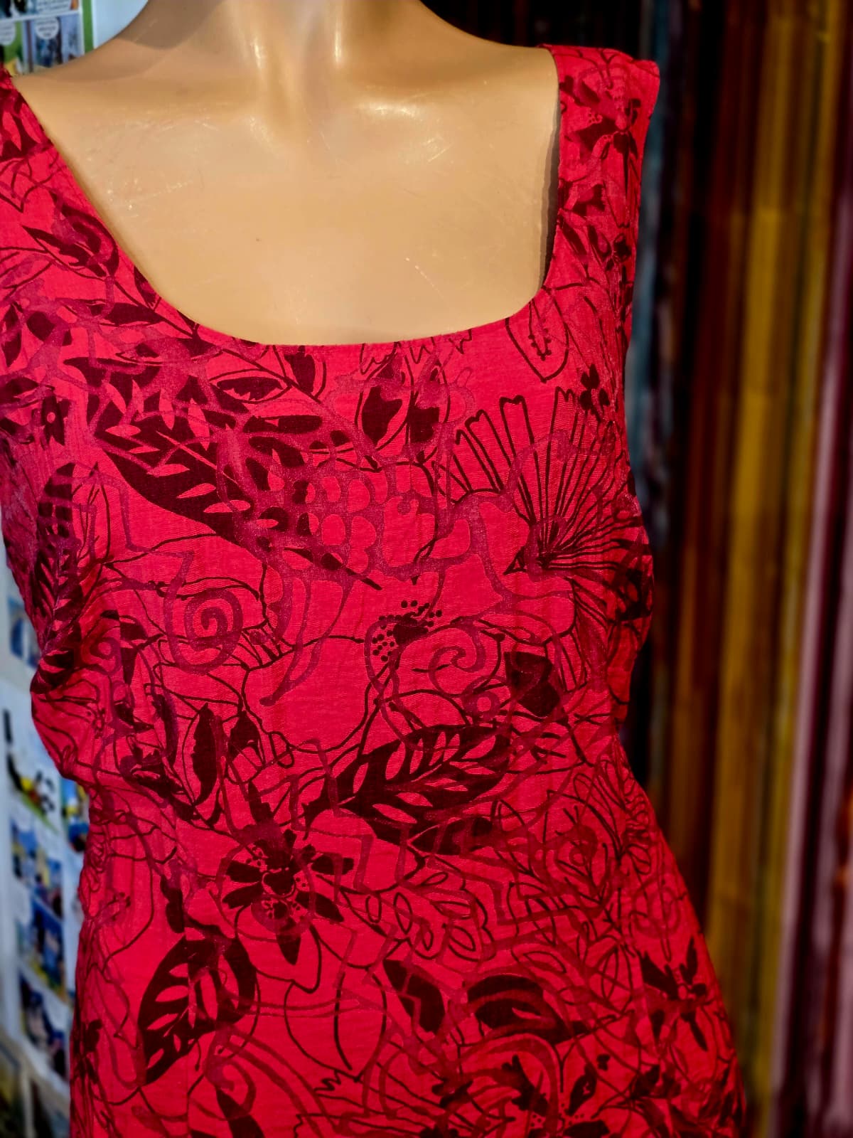 Red Floral Maxi Dress; Size M/L