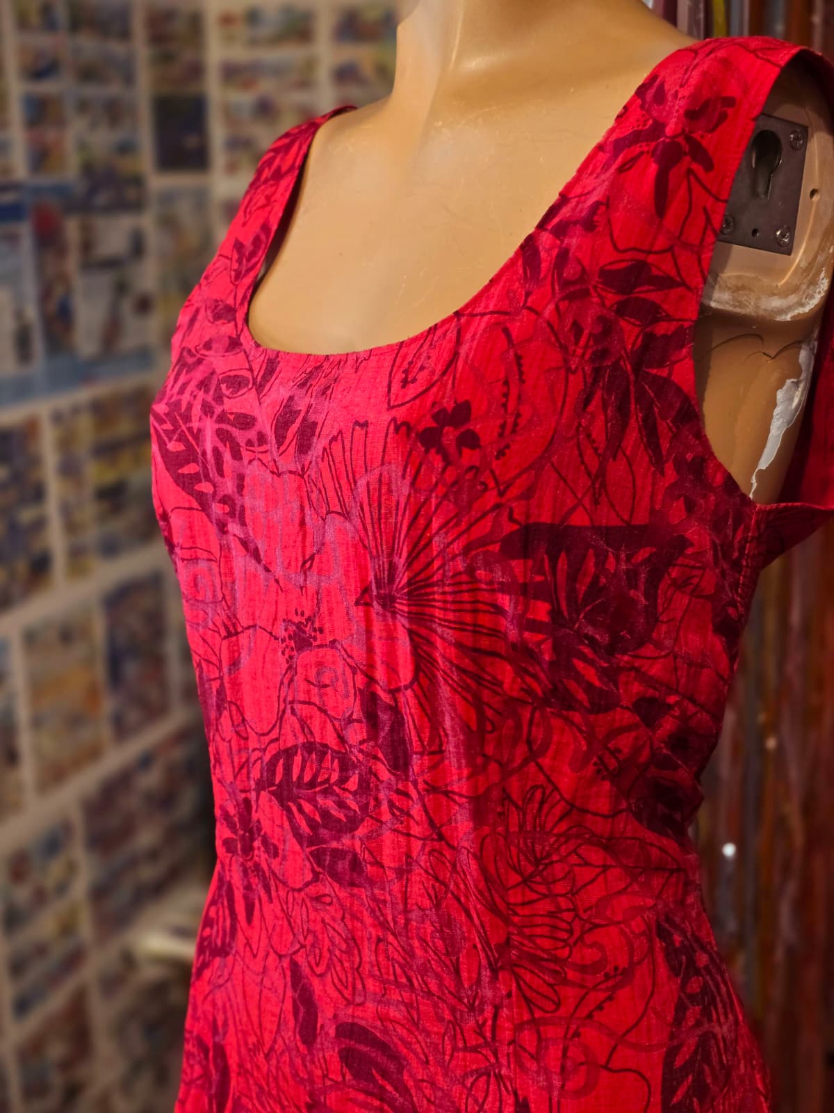 Red Floral Maxi Dress; Size M/L