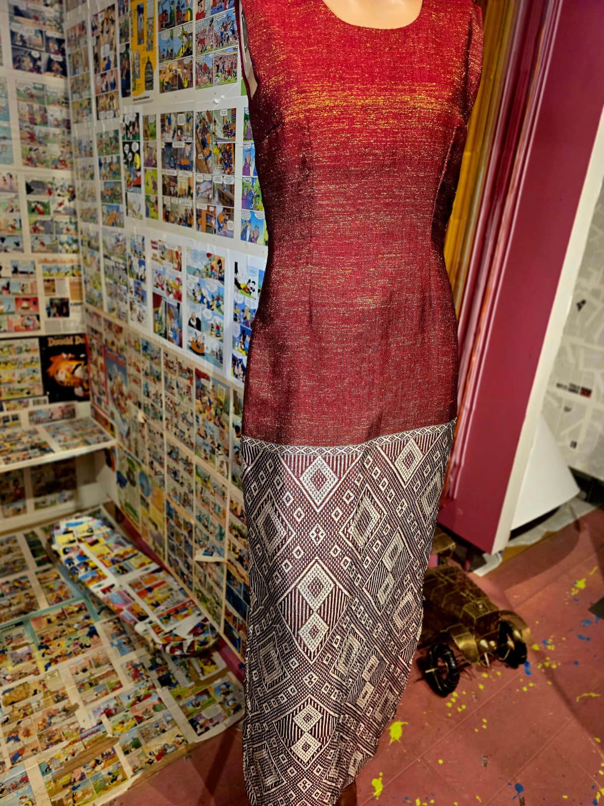 Vintage Bohemian Style Maxi Dress; Size S