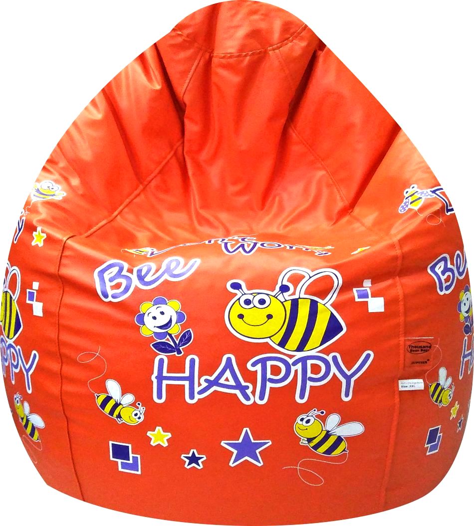 Next Space - Bee Happy Orange Printed Bean Bag - 3XL  (Cover Only)