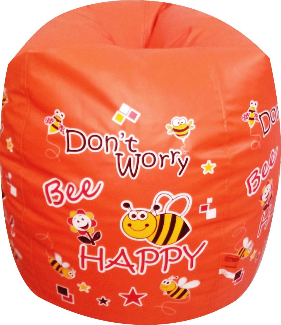 Next Space - Bee Happy Orange Printed Bean Bag - 3XL  (Cover Only)