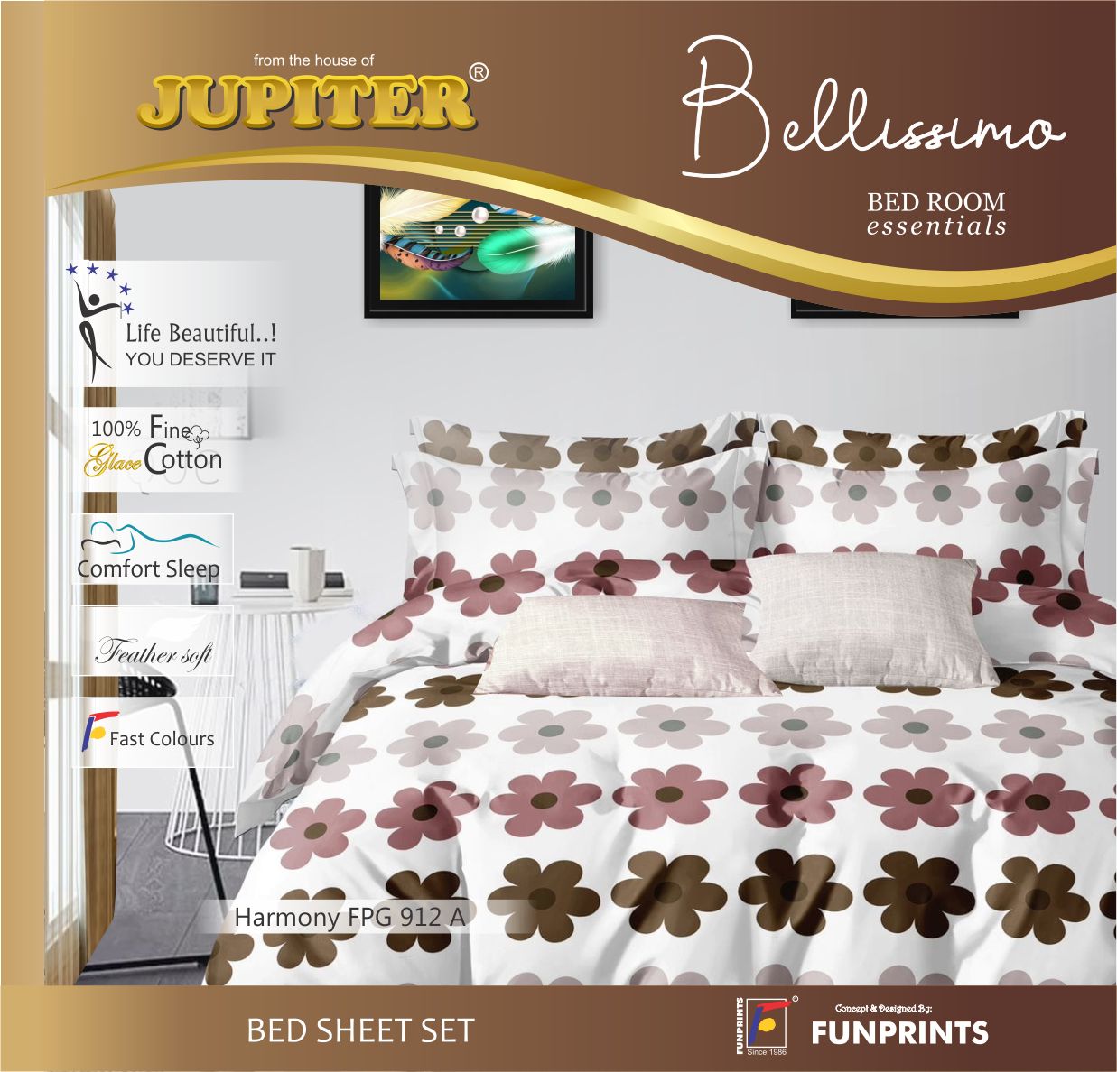 Next Space - Soft Cotton Feel Bed Sheet with Pillow Covers - NX 912 - Harmony