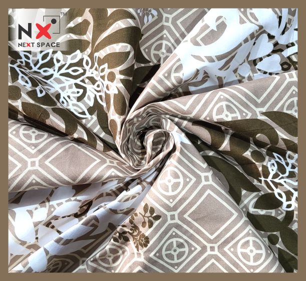 Next Space - Soft Cotton Feel Bed Sheet with Pillow Covers - NX 948 Eastern Leaves