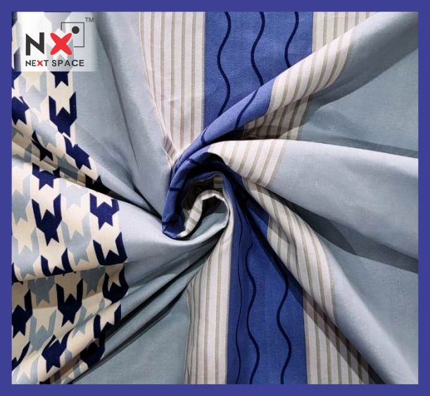 Next Space - Soft Cotton Feel Bed Sheet with Pillow Covers - NX 921 - Hound Tooth Blue