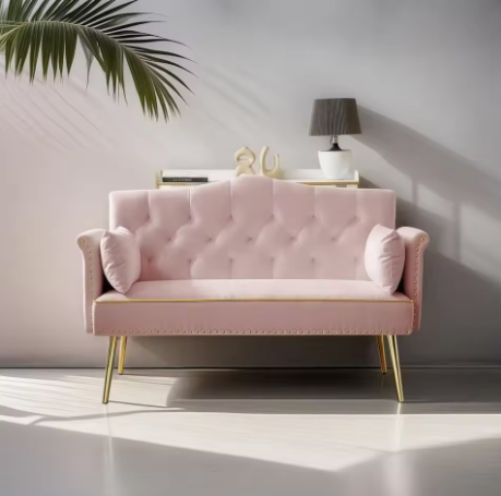 Pink Velvet Love Seat