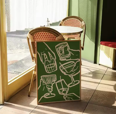 Chalkboard Sign with Drink Illustrations